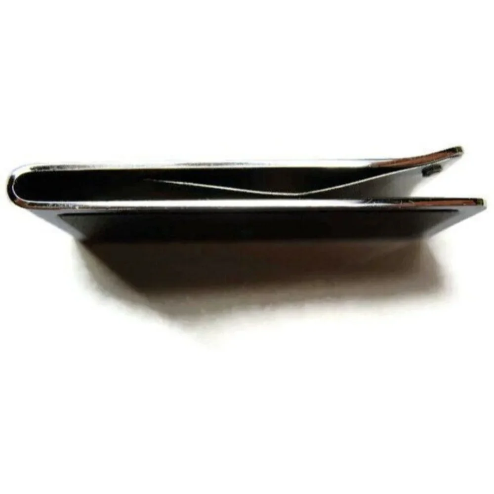 Money Clip Black & Silver Tone Wallet Credit Card Cash ID Holder Vintage